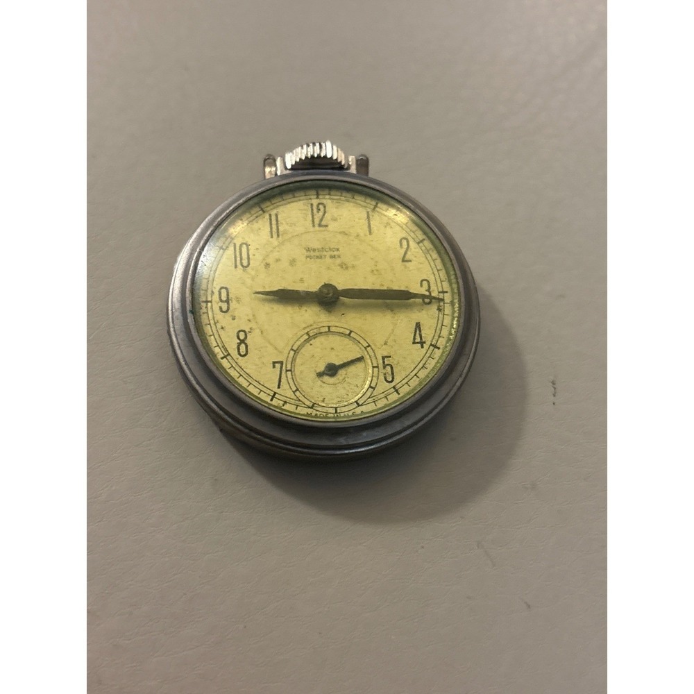 Westclox Pocket Ben Pocket Watch Mens OS Silver Fair Vintage Art Deco Subdial
